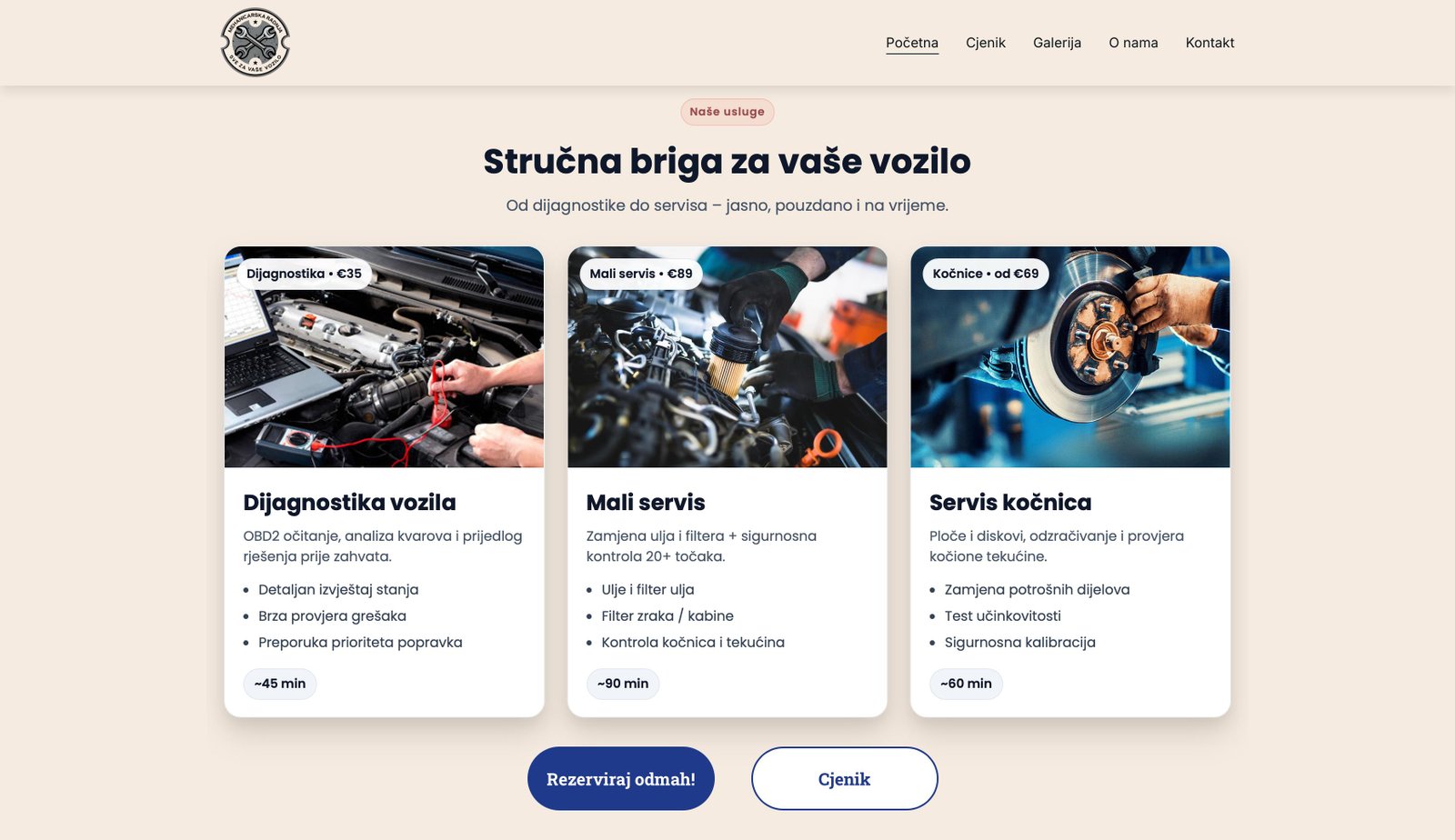 Web dizajn projekt — Tavira Digital digitalna agencija